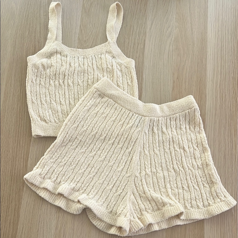 & Other Stories Cream Knit Tank Top and Shorts Set
